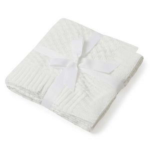 Diamond Knit Baby Blanket - White