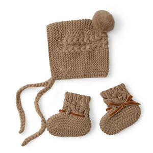 Bonnet & Booties: Fawn (Merino Wool)