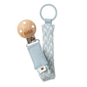 Braided soother clip - Baby blue/ Ivory