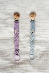 Braided soother clip - Violet sky/ Mauve