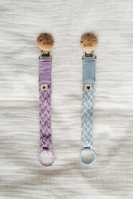 Load image into Gallery viewer, Braided soother clip - Baby blue/ Ivory