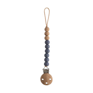Wood Beaded Soother Clip - Iron
