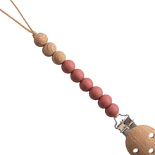 Load image into Gallery viewer, Wood Beaded Soother Clip - Redwood