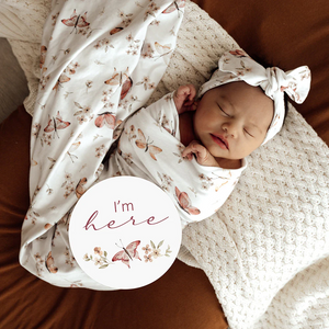 Jersey Baby Wrap & Bow Set: Butterfly