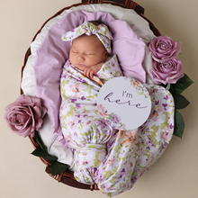 Load image into Gallery viewer, Jersey Baby Wrap &amp; Bow Set: Isla