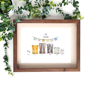Framed Family Welly Print Personalised – - Main Image