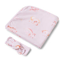 Load image into Gallery viewer, Jersey Baby Wrap &amp; Bow Set: Unicorn