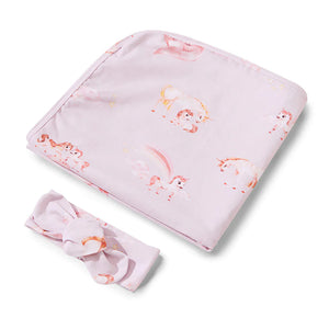 Jersey Baby Wrap & Bow Set: Unicorn