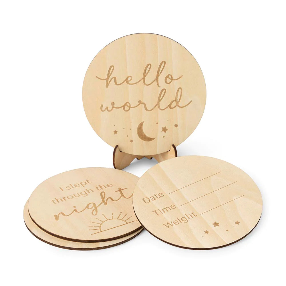 Reversible Wooden Milestone Cards: Sun & Moon