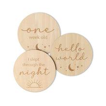 Load image into Gallery viewer, Reversible Wooden Milestone Cards: Sun &amp; Moon