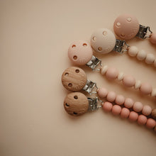 Load image into Gallery viewer, Wood Beaded Soother Clip - Pink