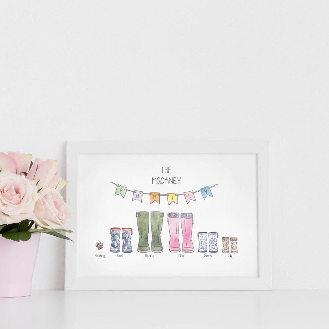 Family Tree Wellington Boot Print Digital File Of Welly Boot