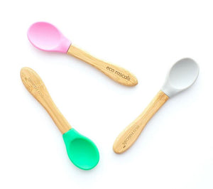 3-Pack Bamboo Spoons: Grey, Pink & Green Combo