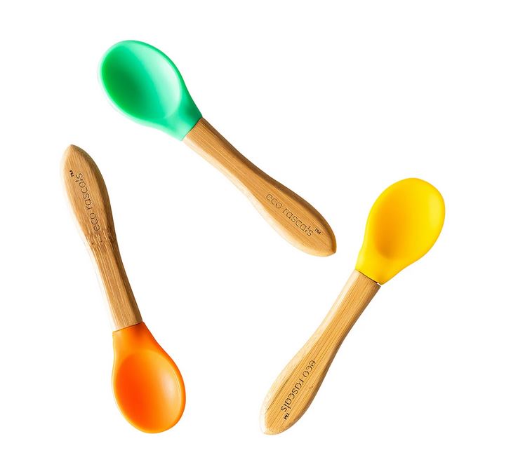 3-Pack Bamboo Spoons: Green, Orange & Yellow Combo