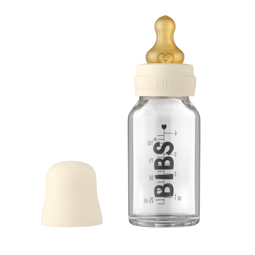 BIBS Baby Glass Bottle Complete Set 110ml - Ivory