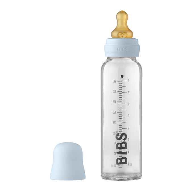 BIBS Baby Glass Bottle Complete Set 225ml - Baby Blue