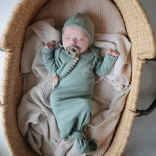 Load image into Gallery viewer, Ribbed Knotted Baby Gown - Roman Green