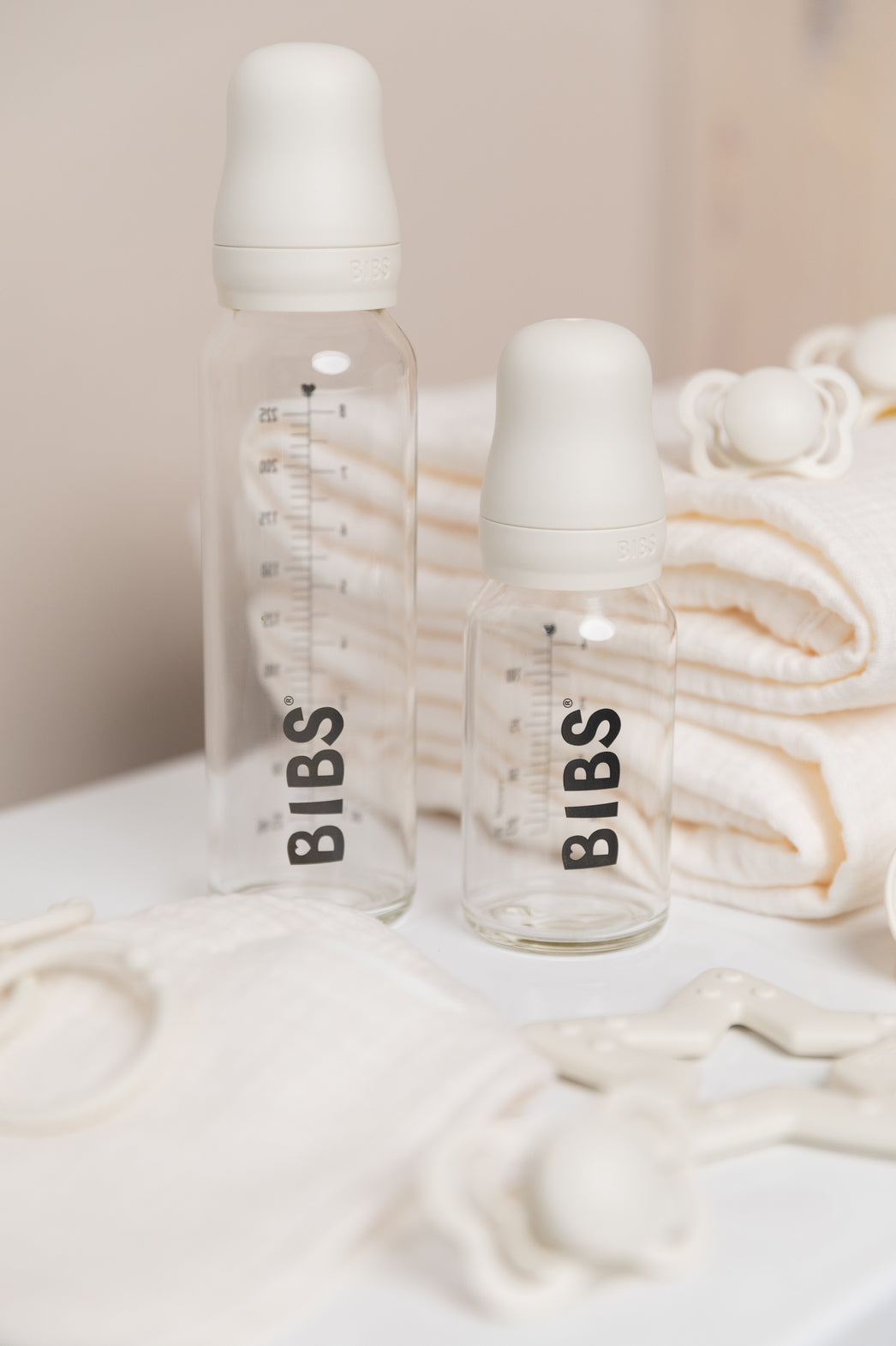 Bibs Baby Glass Bottle Complete Set - 225ml with Medium Flow Nipple - Iron