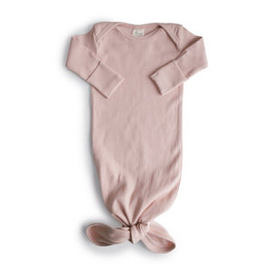 Ribbed Knotted Baby Gown - Blush