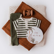 Load image into Gallery viewer, Olive Stripe Bodysuit (Long Sleeve)