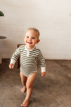 Load image into Gallery viewer, Olive Stripe Bodysuit (Long Sleeve)