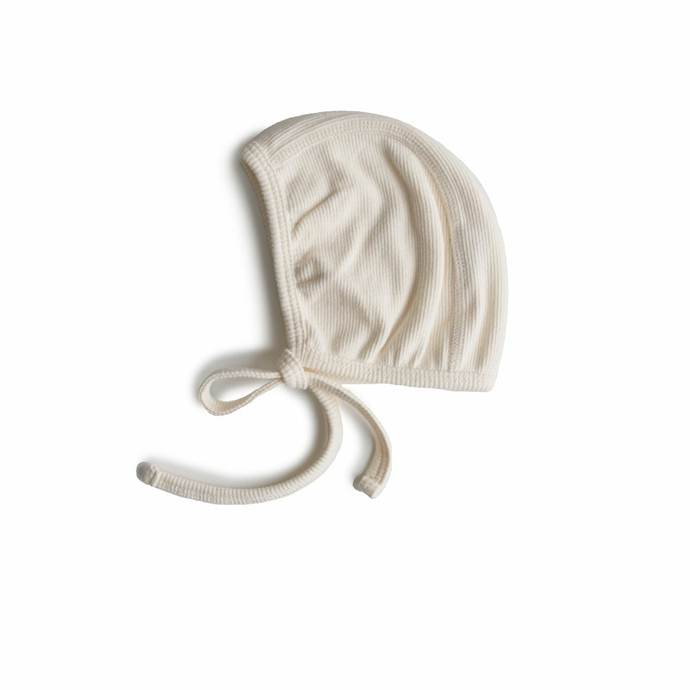 Ribbed Baby Bonnet - Ivory