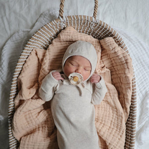 Ribbed Baby Bonnet - Ivory
