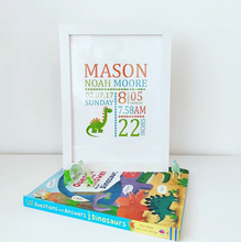 Load image into Gallery viewer, Framed Dino Birth Print - Personalised