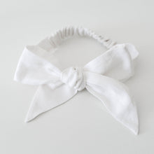 Load image into Gallery viewer, Linen Bow Headband - White