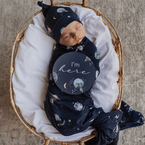 Jersey Baby Wrap & Beanie Set: Milky Way