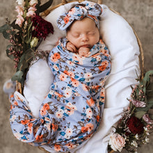 Load image into Gallery viewer, Jersey Baby Wrap &amp; Topknot Set: Vintage Blossom