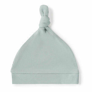 Knotted Beanie: Sage Ribbed