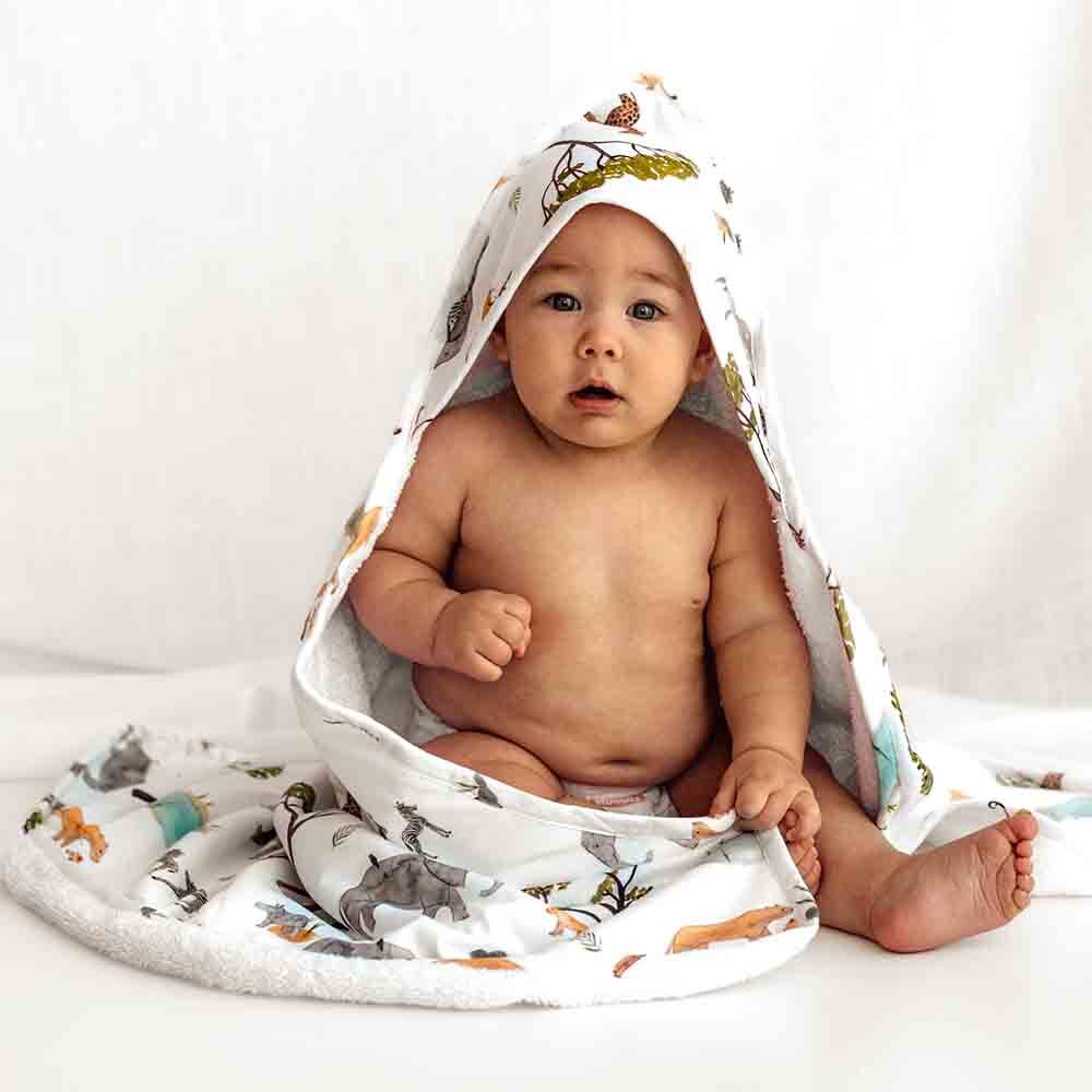 Organic Hooded Baby Towel - Safari