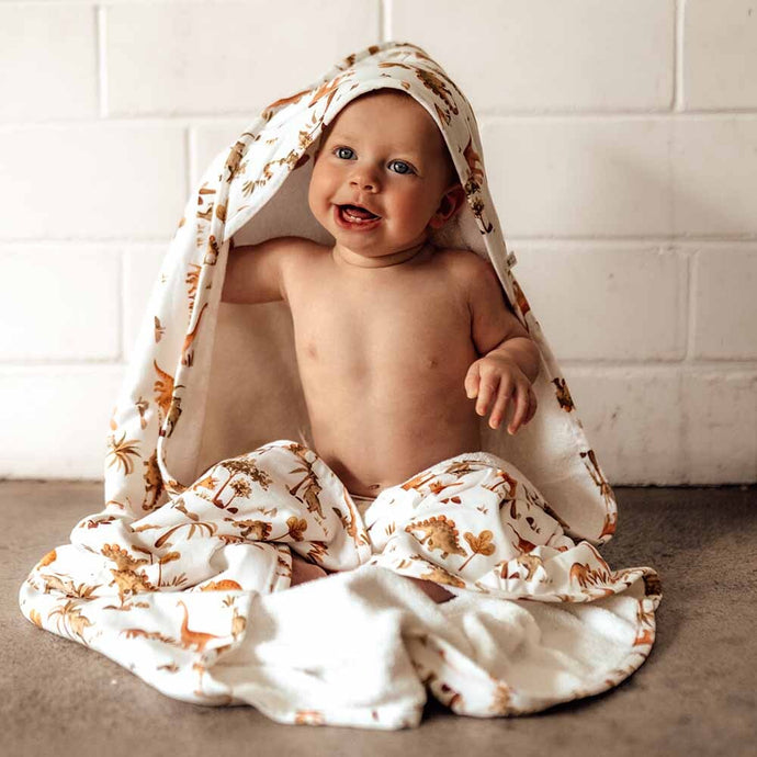 Organic Hooded Baby Towel - Dino