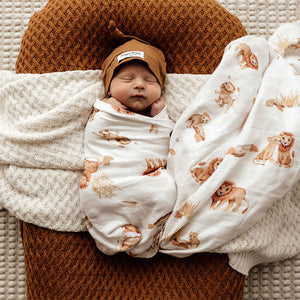Organic Muslin Wrap: Lion