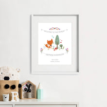 Load image into Gallery viewer, Fox Personalised Birth Print - Framed