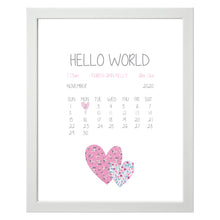 Load image into Gallery viewer, Framed Welcome To The World Print Pink Hearts - Personalised
