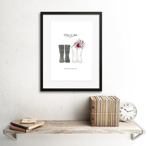 Framed Couples Welly Print - Personalised