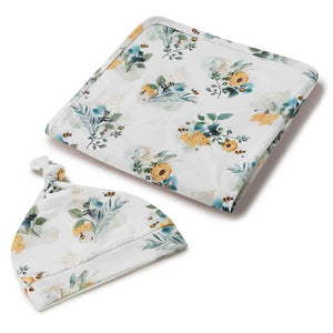 Jersey Baby Wrap & Beanie Set: Garden Bee