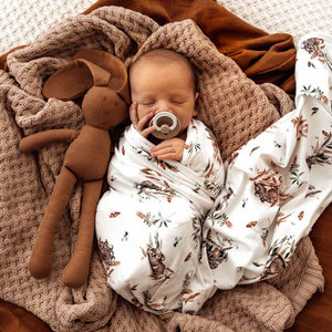 Jersey Baby Wrap & Beanie Set: Koala